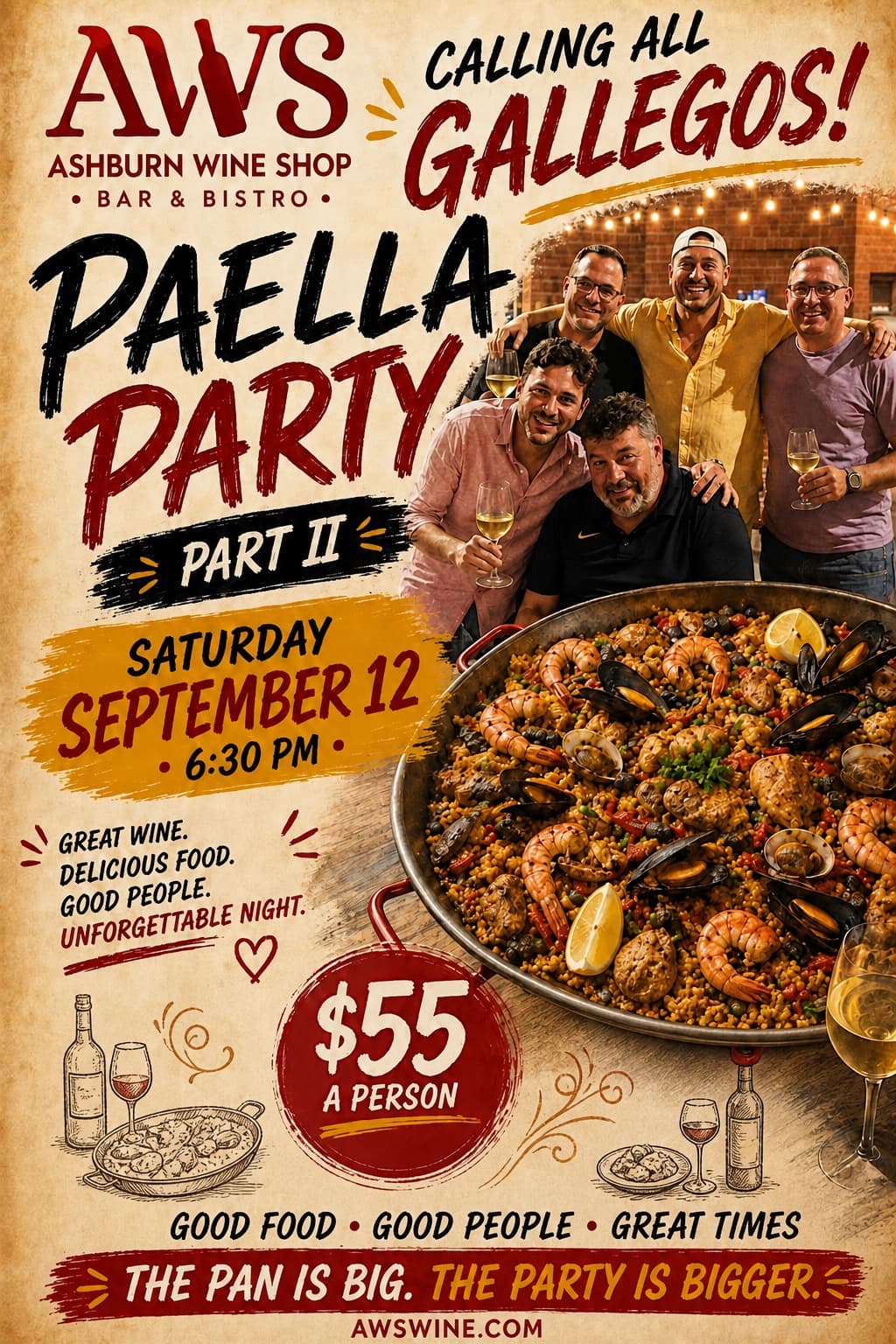 Paella party at Ashburn Wine Shop