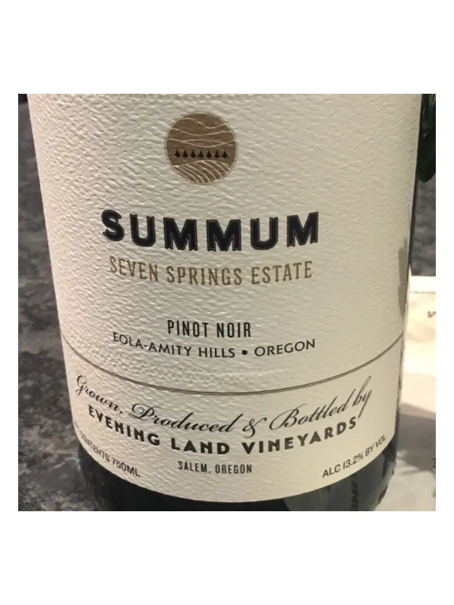 Bottle of Summum - Pinot Noir - Evening Land Vineyatds 2022 available at Ashburn Wine Shop