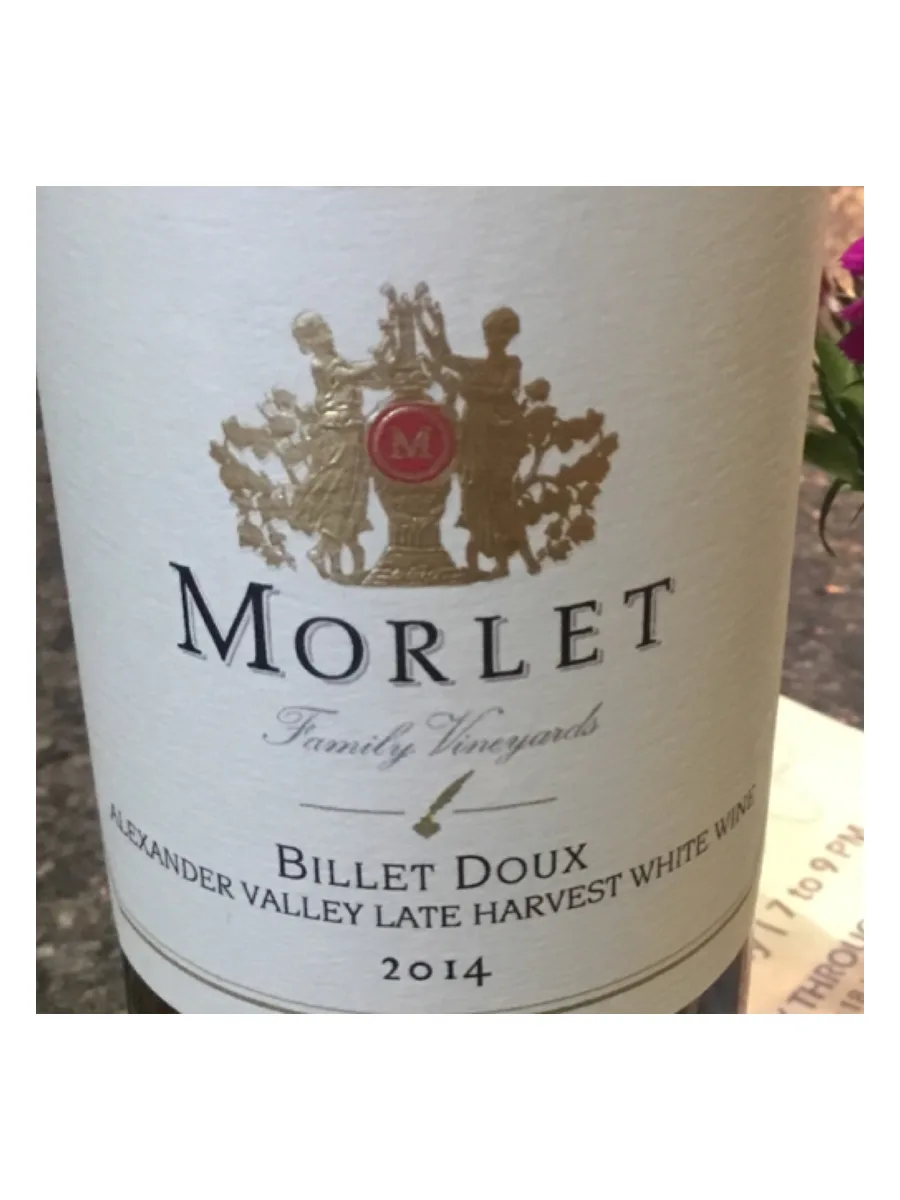 Bottle of Morlet Family Vineyards "Billet Doux" Late Harvest White 2014 available at Ashburn Wine Shop