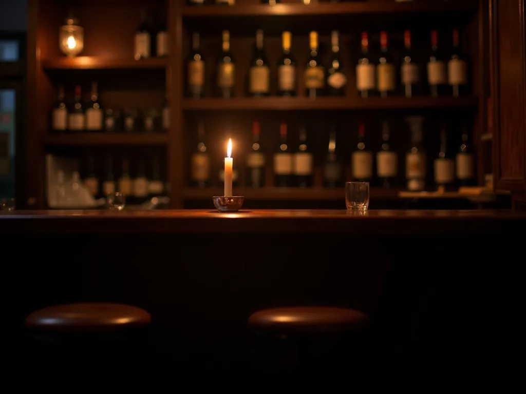 Two seats at the candlelit wine bar